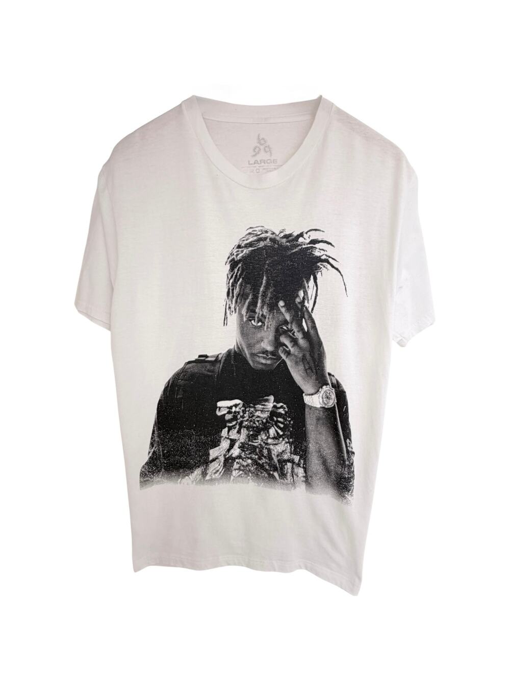 Juice WRLD Graphic 999 Club T Shirt Mens Large White Rap Hip Hop Portrait Tee